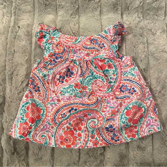 12-18 Months Osh Kosh B’Gosh Bright Paisley Shirt with Flutter Sleeves & Keyhole - Picture 2 of 4